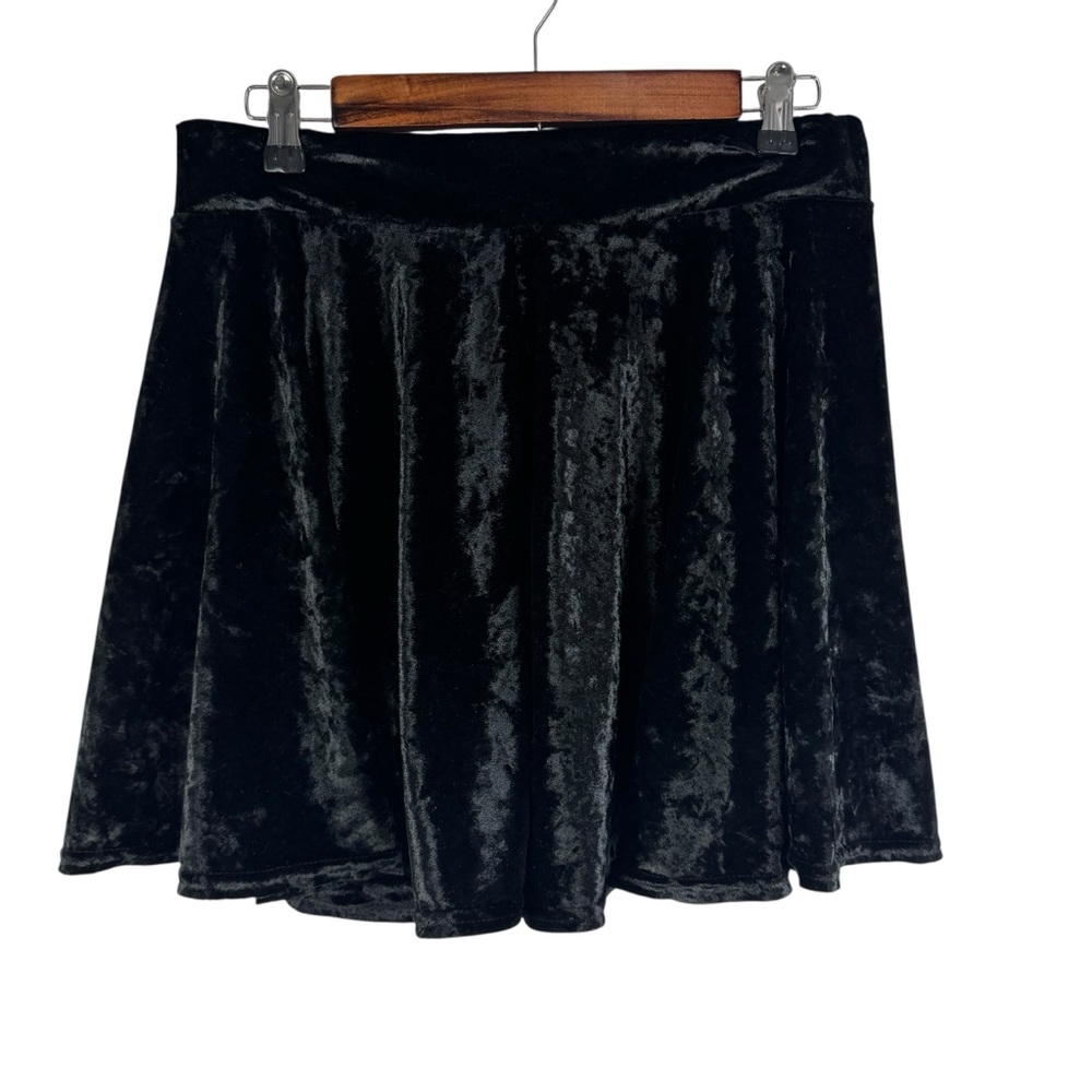 Urban Coco Velour A-Line Stretchy Mini Skater Skirt Women's Junior XL Black